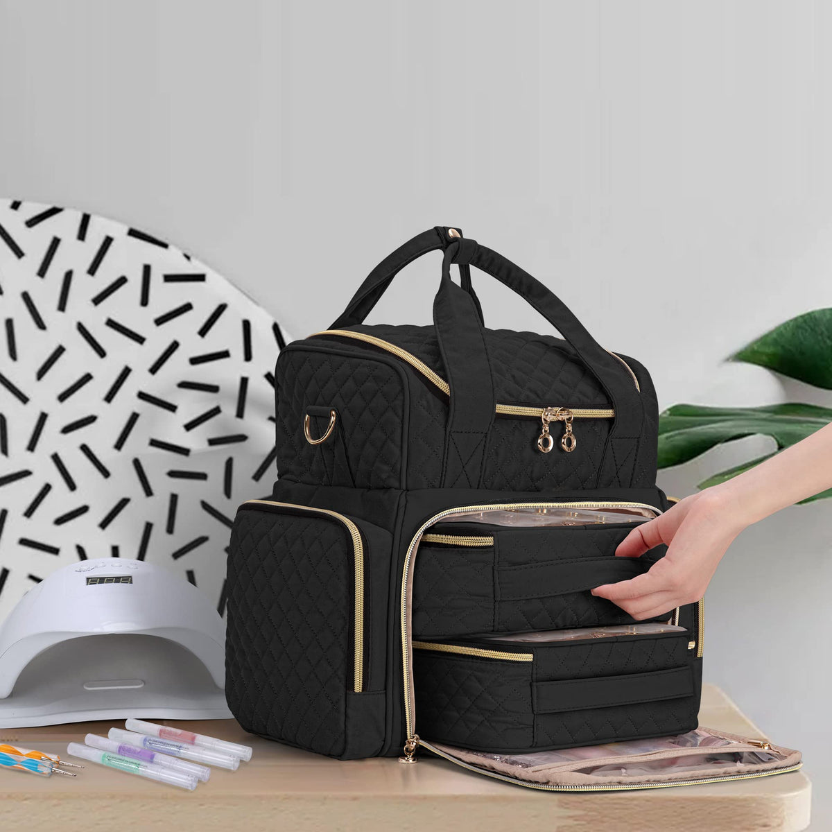 Luxja detachable shoulder strap offers comfortable carrying on the go.