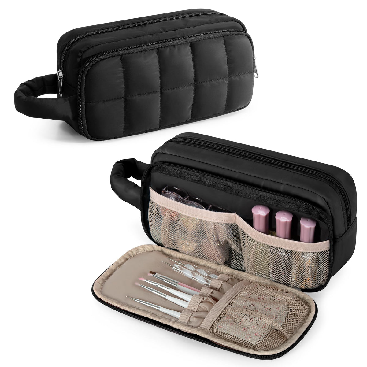 LUXJA Puffy Nail Polish Organizer bag‑only view with padded handle for easy transport