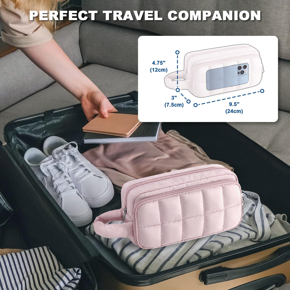 LUXJA compact dimensions 9.5 by 3 by 4.75 inches in pink.
