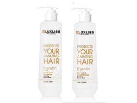 Luxliss keratin daily care shampoo bottle for smooth, manageable hair.