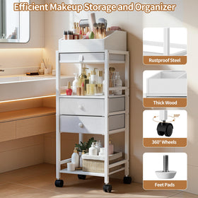 Luxspire makeup organizer cart with non-woven fabric drawers cleans easily.