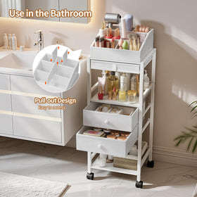 Luxspire Makeup Organizer Cart 360° casters enable easy repositioning in any room.