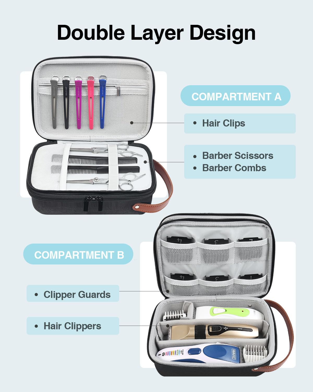 Luxtude case interior organization with mesh pockets and dividers