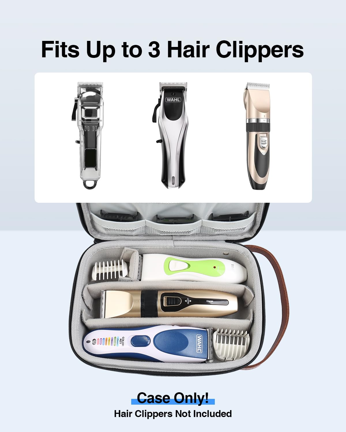 Luxtude Hair Clipper Case lid pocket for manuals and small parts