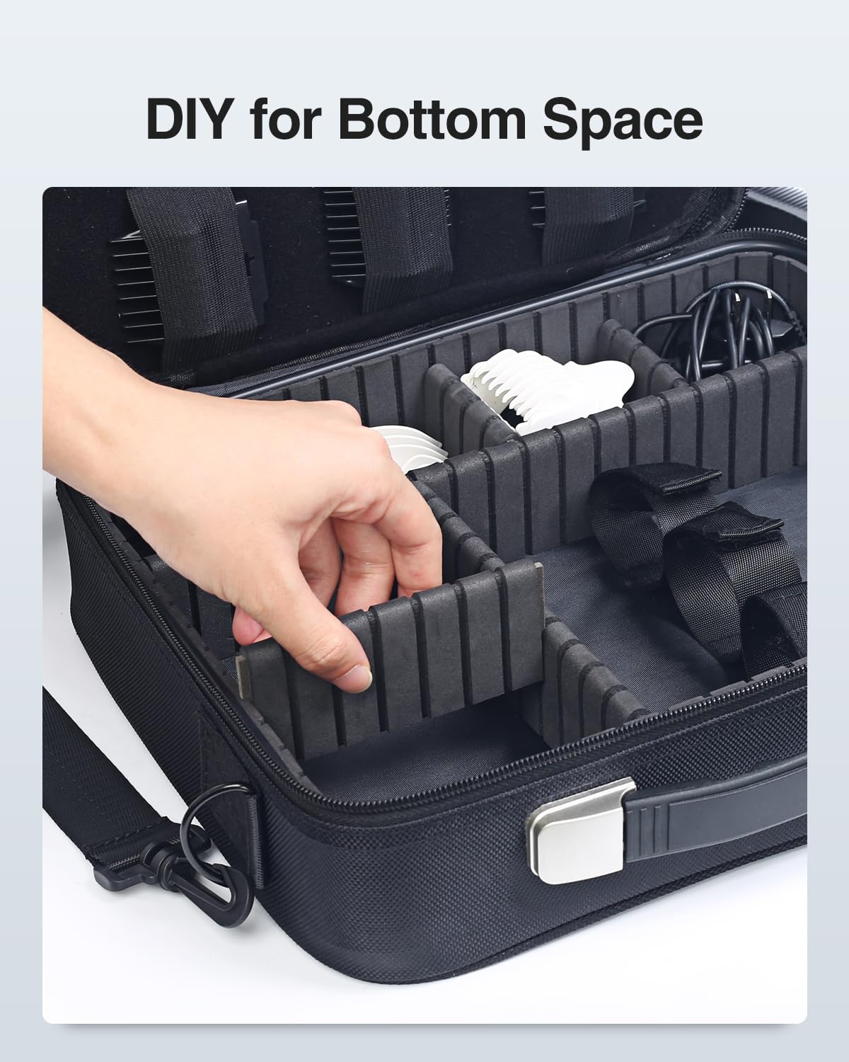 Luxtude large barber case clipper-holders with secure bottom area.