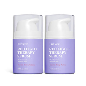 Luxvez red light therapy activation serum bottle for smooth LED sessions.