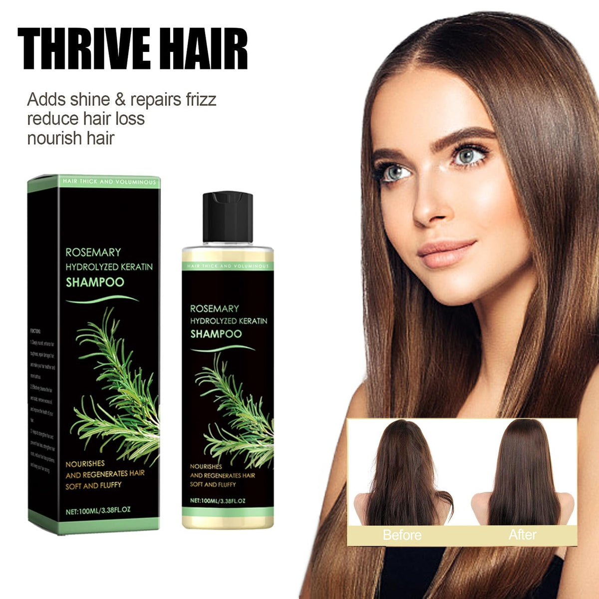 Lvjonya rosemary shampoo bottle on sink for daily cleansing