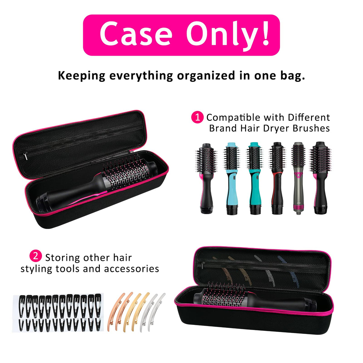 LVKAYCE Revlon One-Step case travel-ready helps organize gear on the go.