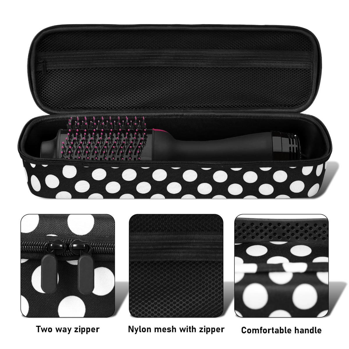 LVKAYCE travel-friendly interior dimensions show compact storage for accessories.
