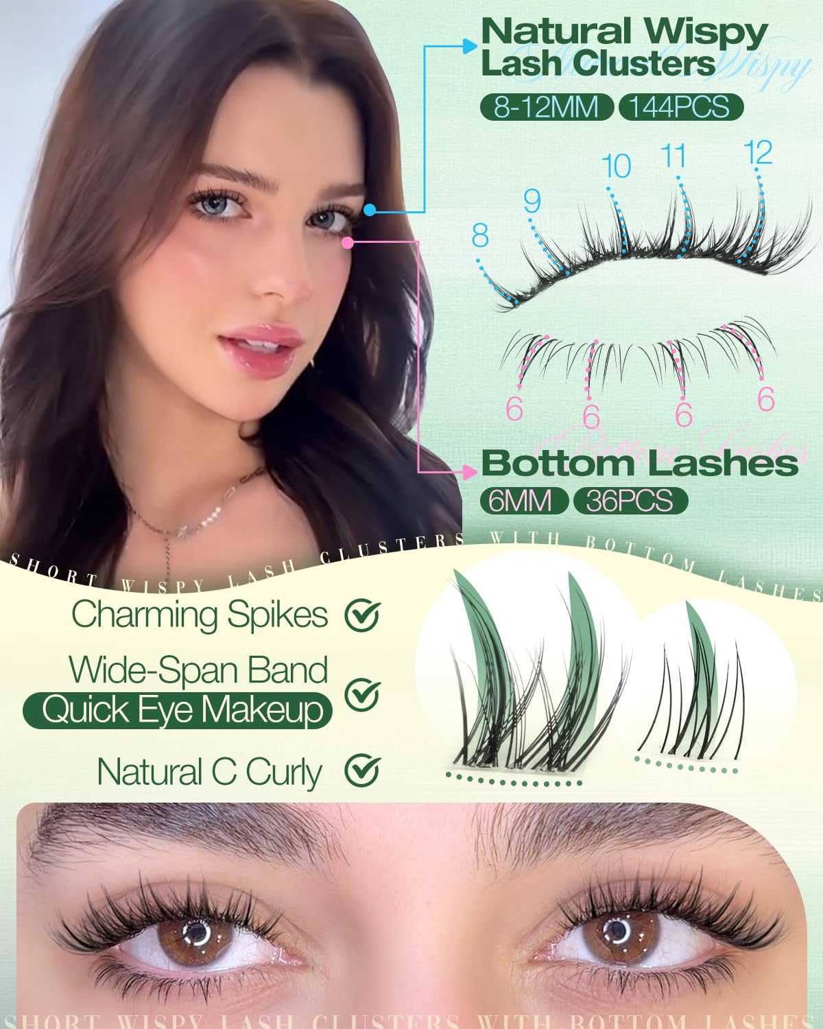 Lvmixwig upper lash clusters 8-12mm C-curly for gentle length.