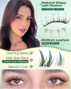 Lvmixwig upper lash clusters 8-12mm C-curly for gentle length.