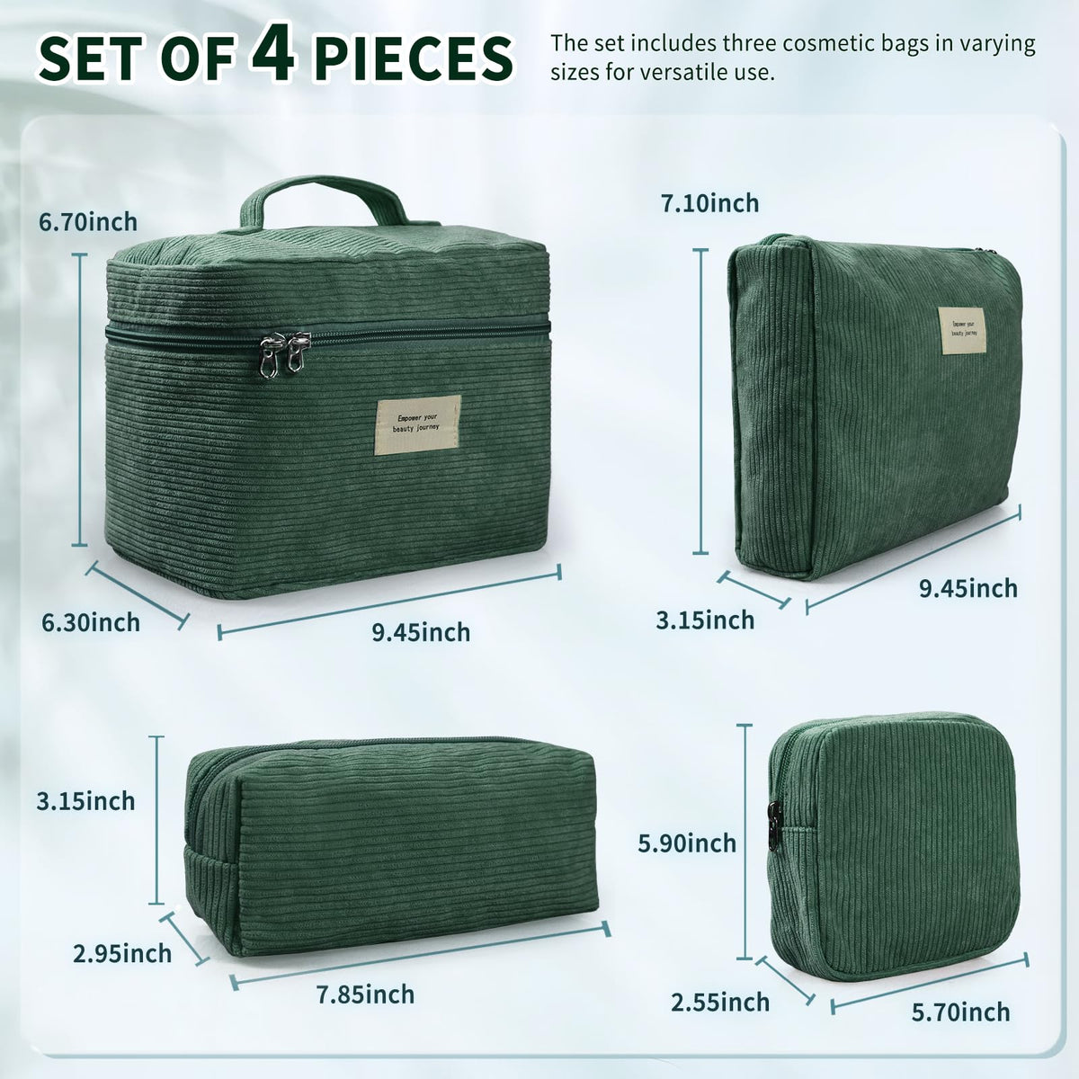 LVWNM corduroy makeup bag set, small-wallet style, convenient as a purse.