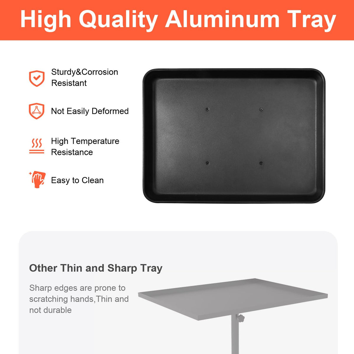 LWADALN Salon Tray Cart top view highlights large 17x13 inch tray area.