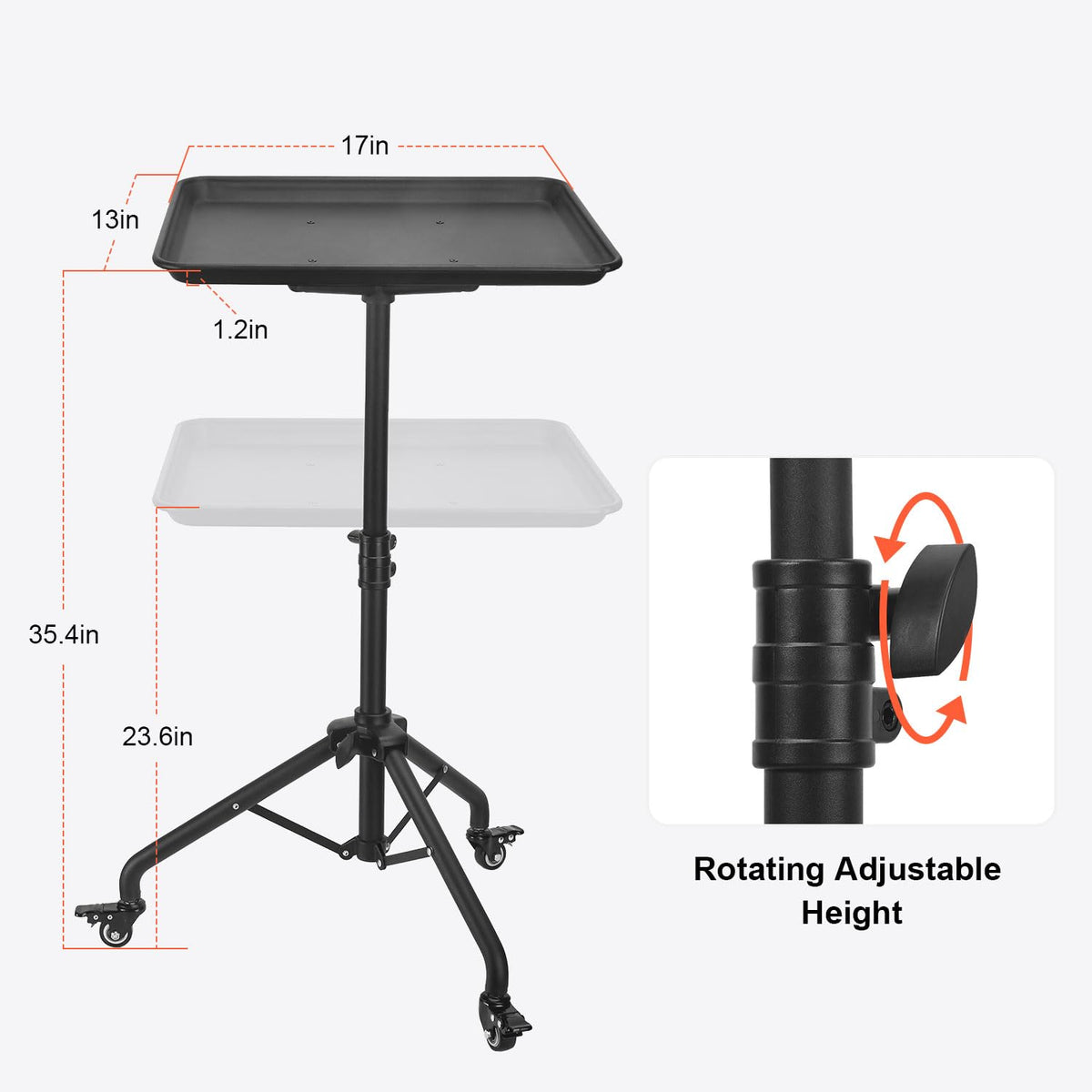 LWADALN Salon Tray Cart silent caster wheels prevent unintended movement.