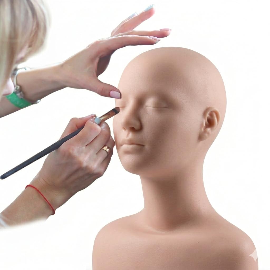 Lwuey esthetics soft mannequin head with shoulders for realistic makeup and facial practice