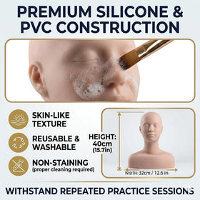 Lwuey skincare and special effects practice head supports skincare routines and prosthetics experiments