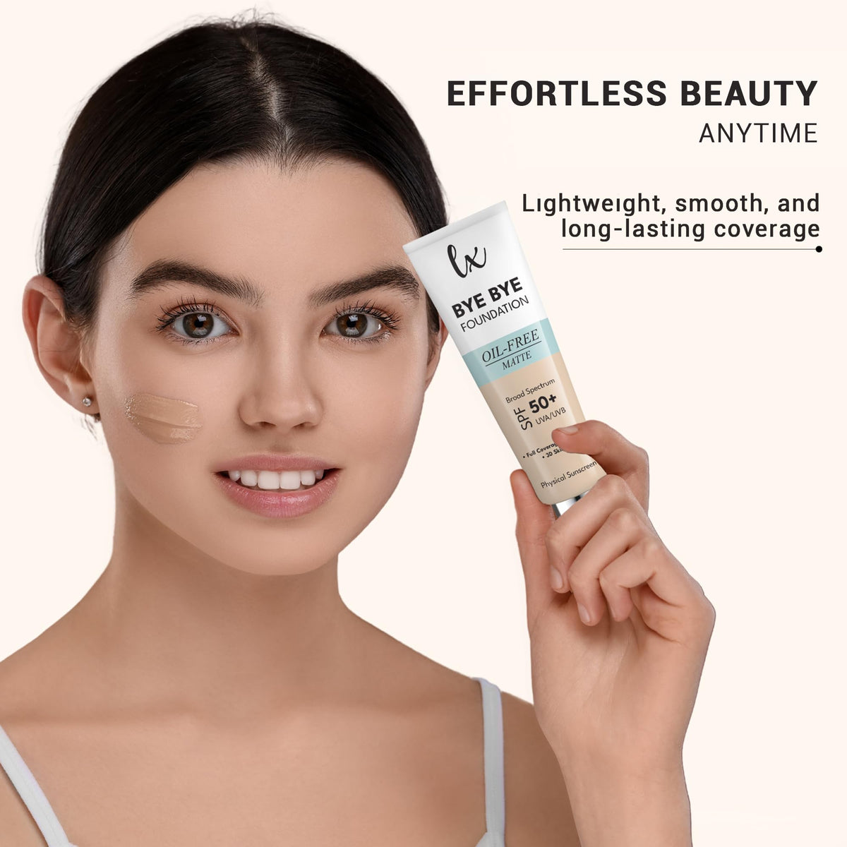 Packaging of LX Blend Bye Bye Foundation supports easy daily use.