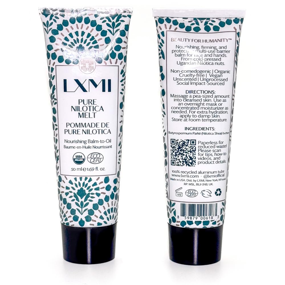 LXMI Nilotica butter close-up highlights natural unrefined ingredient.