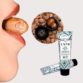 LXMI unscented vegan formula label highlights clean, fragrance-free care for sensitive skin.