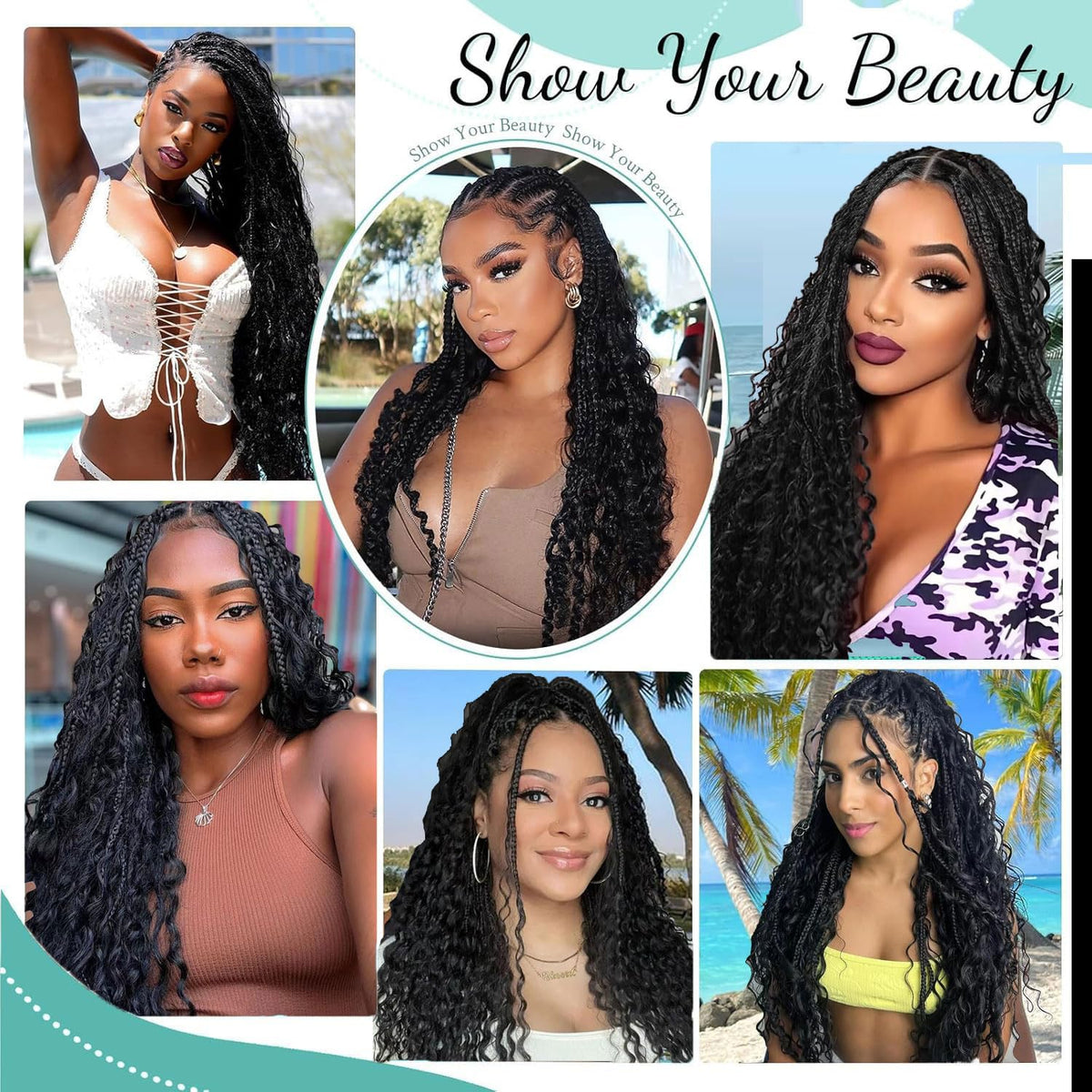 LYCSOU Natural-looking box braids create a seamless finish for everyday looks.