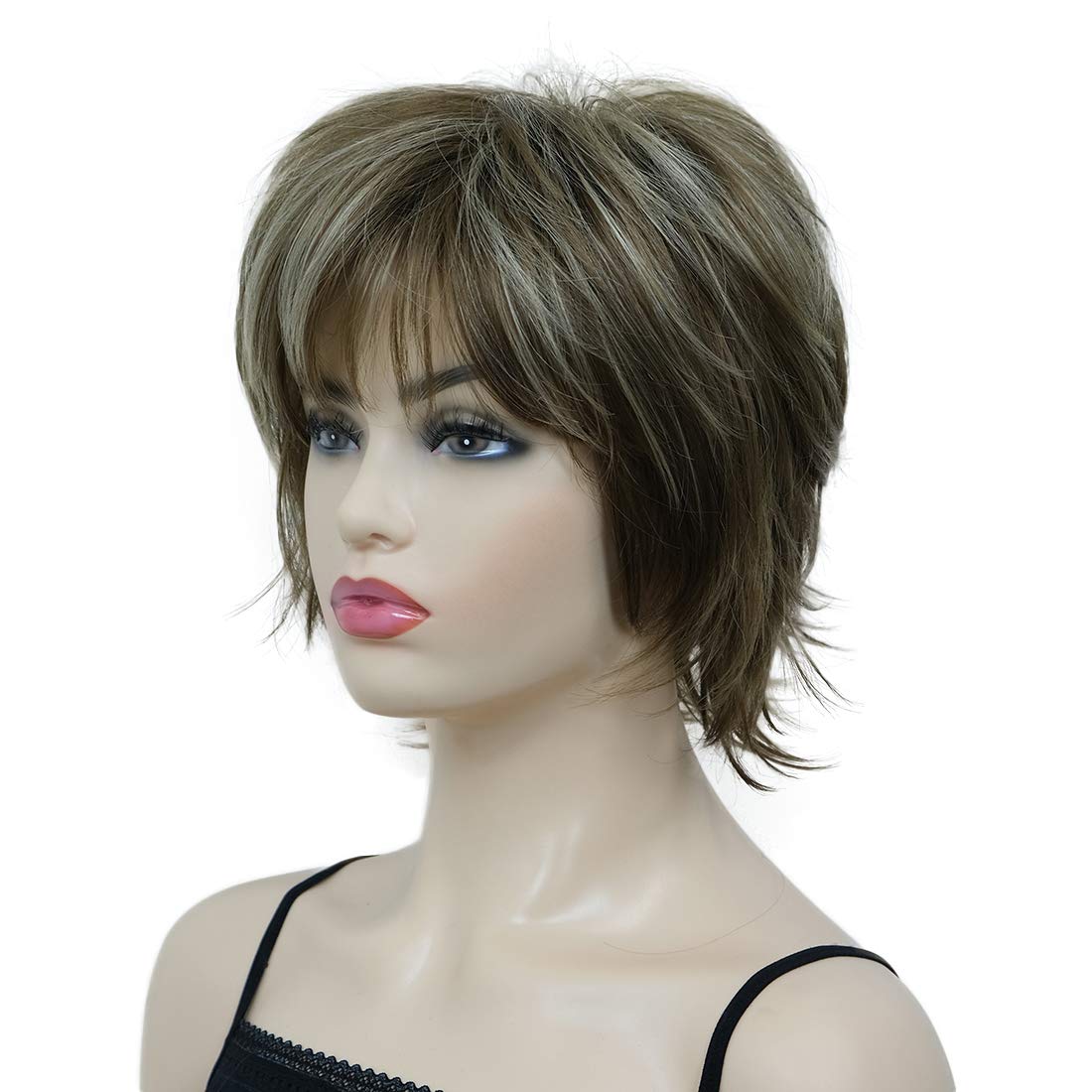 Lydell short layered shaggy wig 12TT26 back view emphasizes fullness and natural flow.