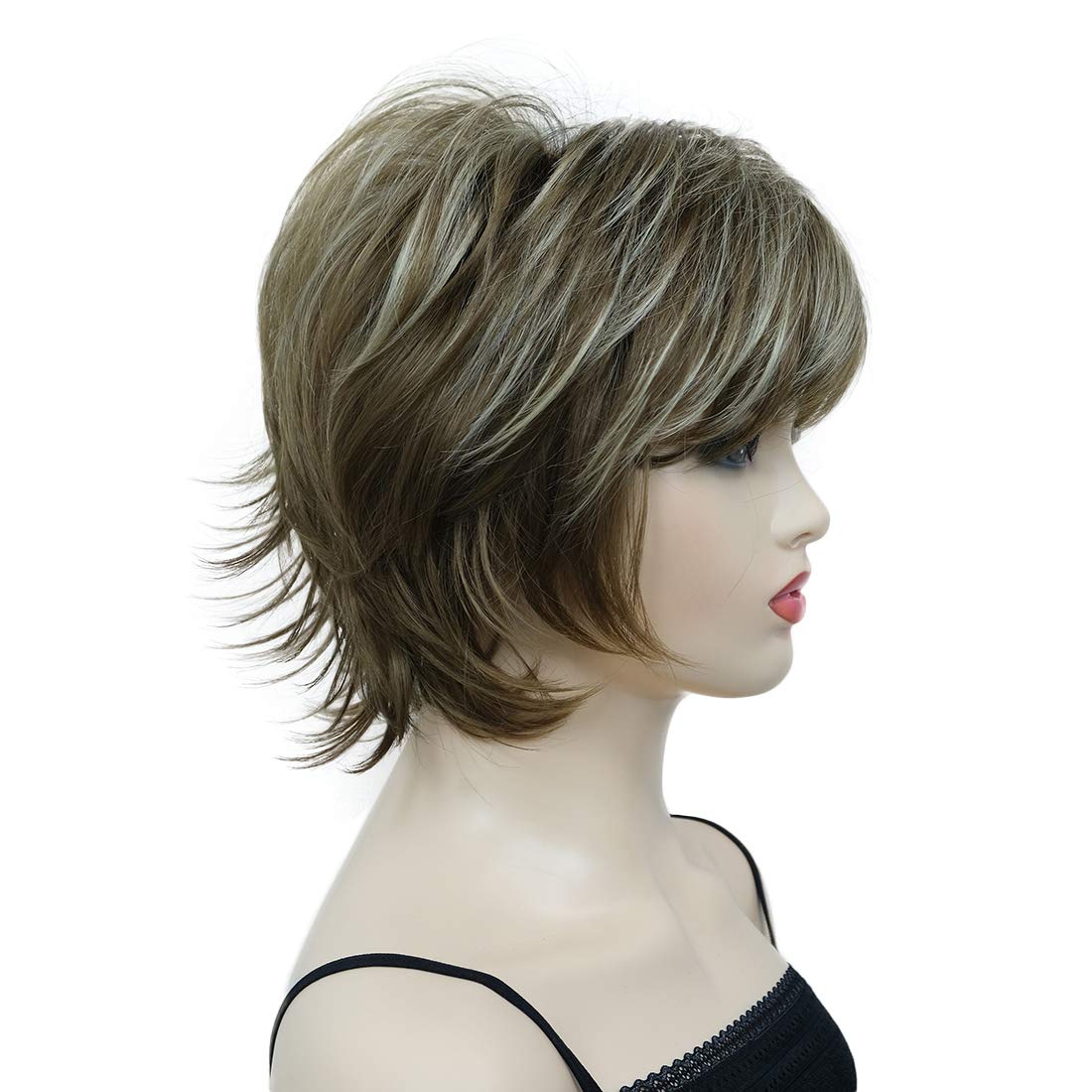 Lydell short layered shaggy wig cap closeup highlights comfortable classic cap design.