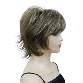 Lydell short layered shaggy wig cap closeup highlights comfortable classic cap design.