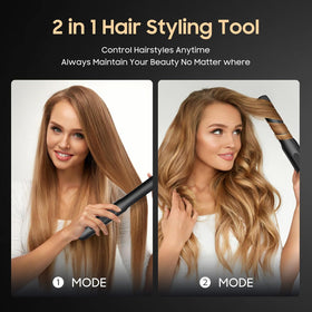 LYFDUW 2-in-1 hair straightener and curler for versatile looks.