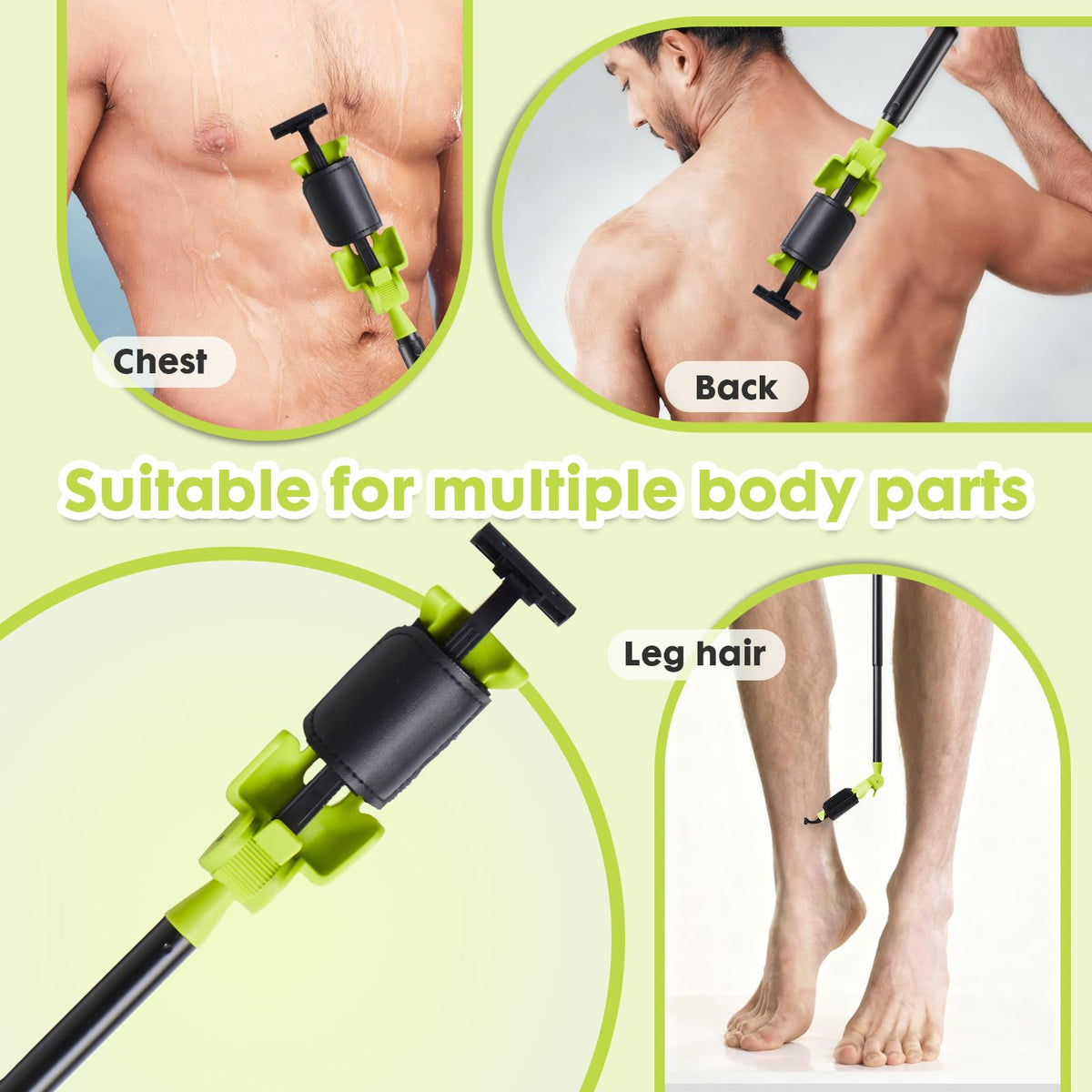 Anti-slip wrapping with silicone coating keeps the razor secure during grooming.