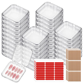 Lyksgir 48-pcs press-on nail packaging box with clear lid for easy nail art display