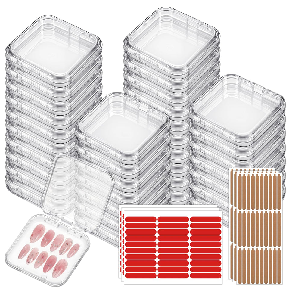 Lyksgir 48-pcs press-on nail packaging box with clear lid for easy nail art display