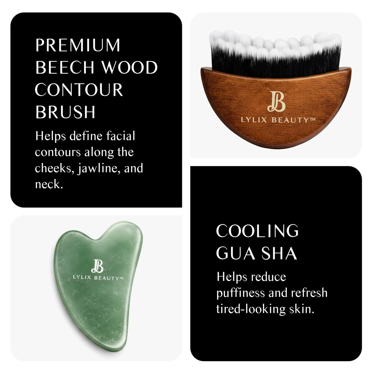 Lylix Beauty dry brush for face promotes circulation and smoother skin appearance.
