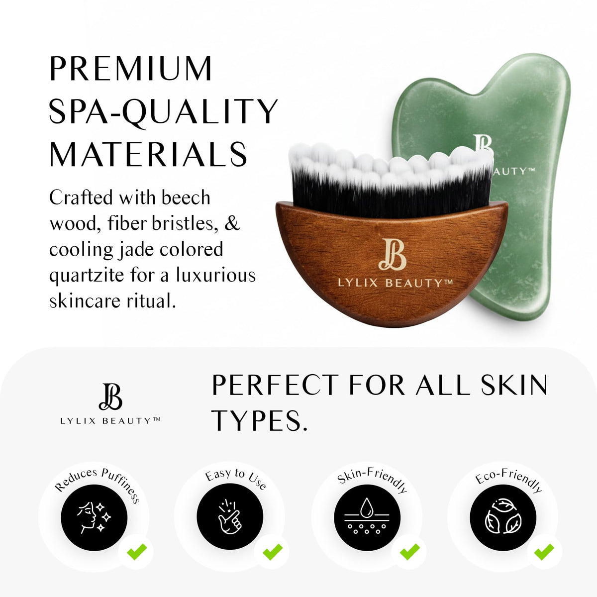 Lylix Beauty beech wood handle with soft bristles for daily gentle use.