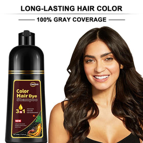 Lymznus Dark Chocolate Shampoo lathering through gray hair for quick coverage.