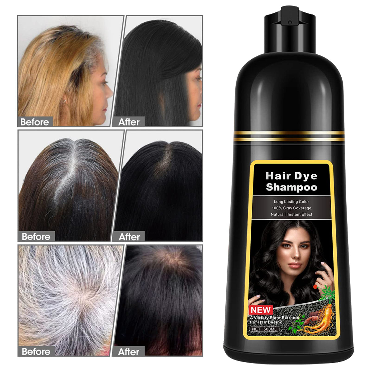 Lymznus Instant Black Hair Dye Shampoo application-gloves shows mess-free use.