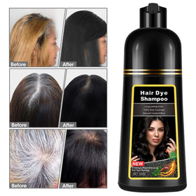 Lymznus Instant Black Hair Dye Shampoo application-gloves shows mess-free use.