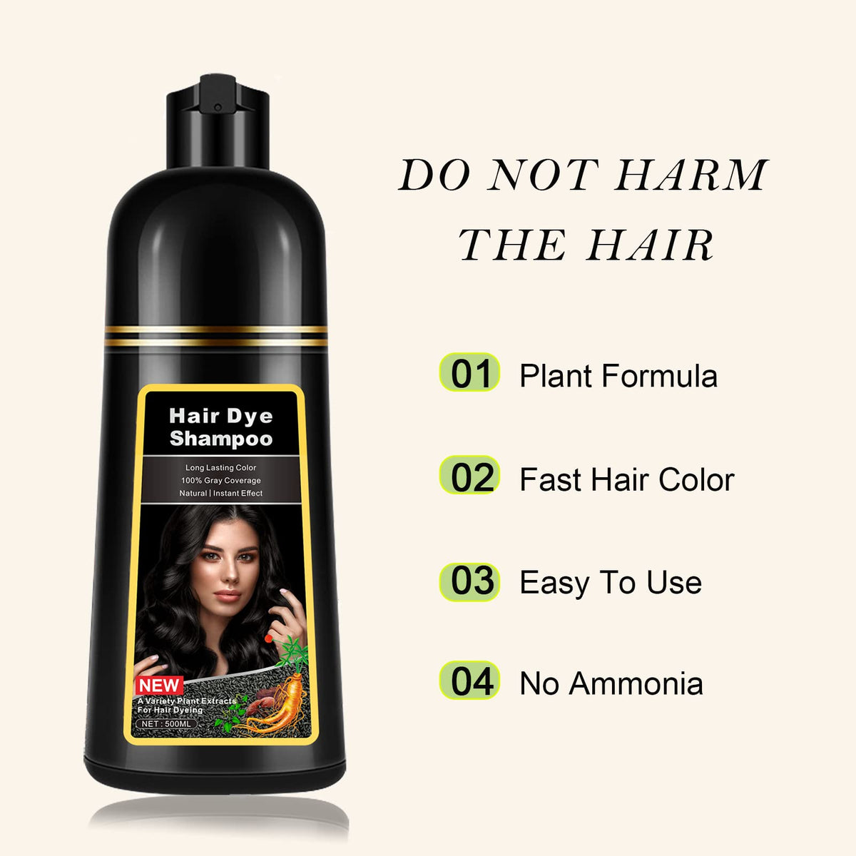 Lymznus Instant Black Hair Dye Shampoo-dark-hair-result appears natural.