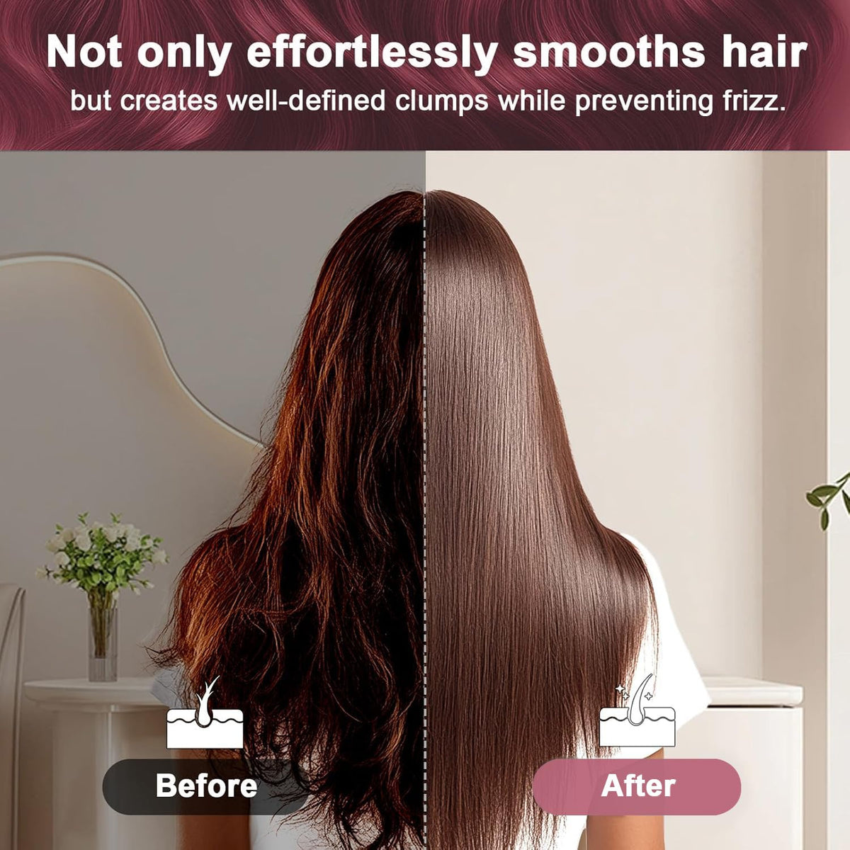 Lynnieëlle anti-static nylon bristles reduce static during brushing.