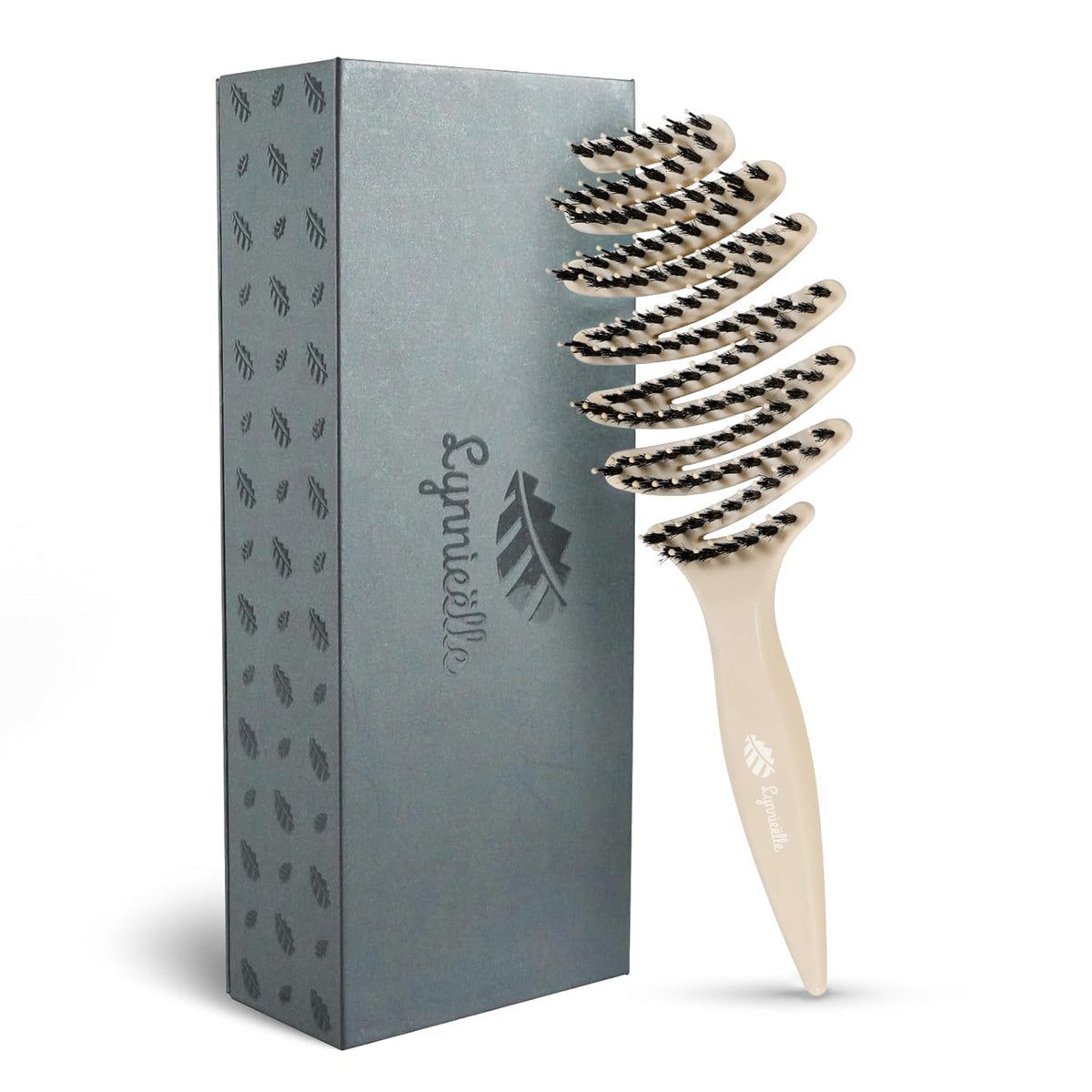 Lynnieelle boar-nylon brush in ivory for detangling and nourishment