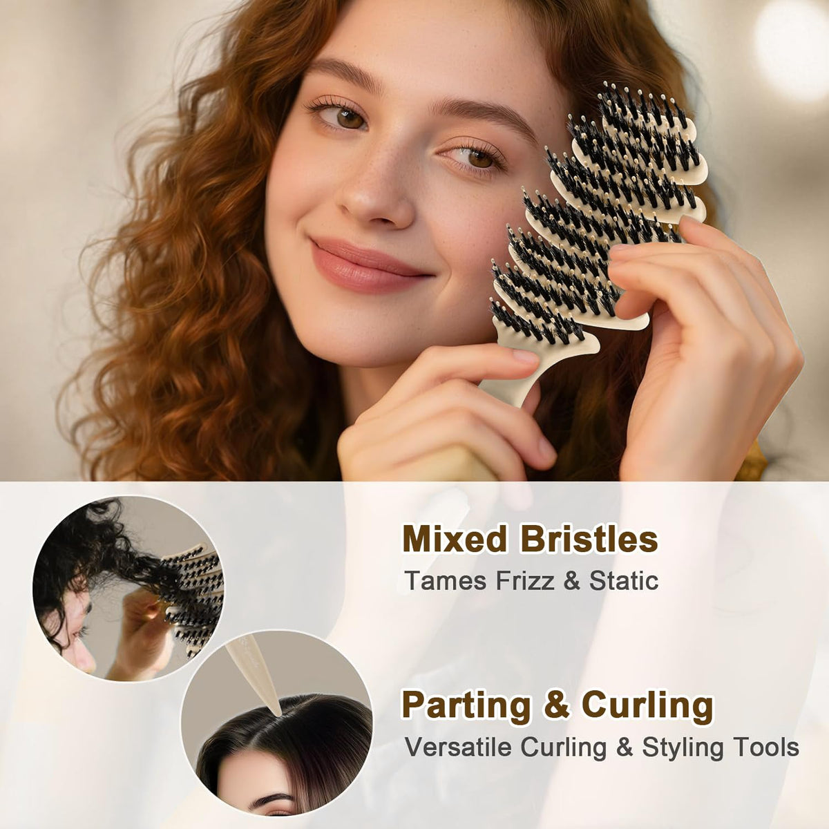 Lynnieelle hybrid bristles distribute oils for shine and anti-static