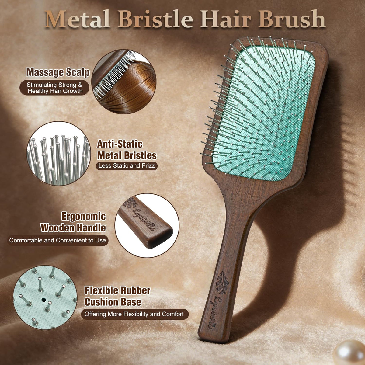 Lynnieëlle wooden paddle handle ergonomic grip for comfortable brushing sessions