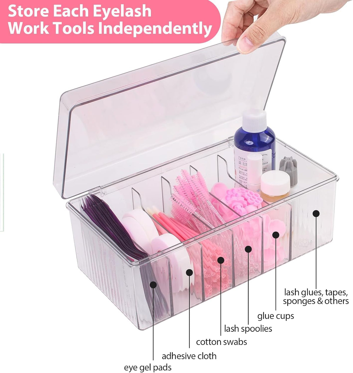 Clear acrylic material highlights items while maintaining a professional, clutter-free workspace.
