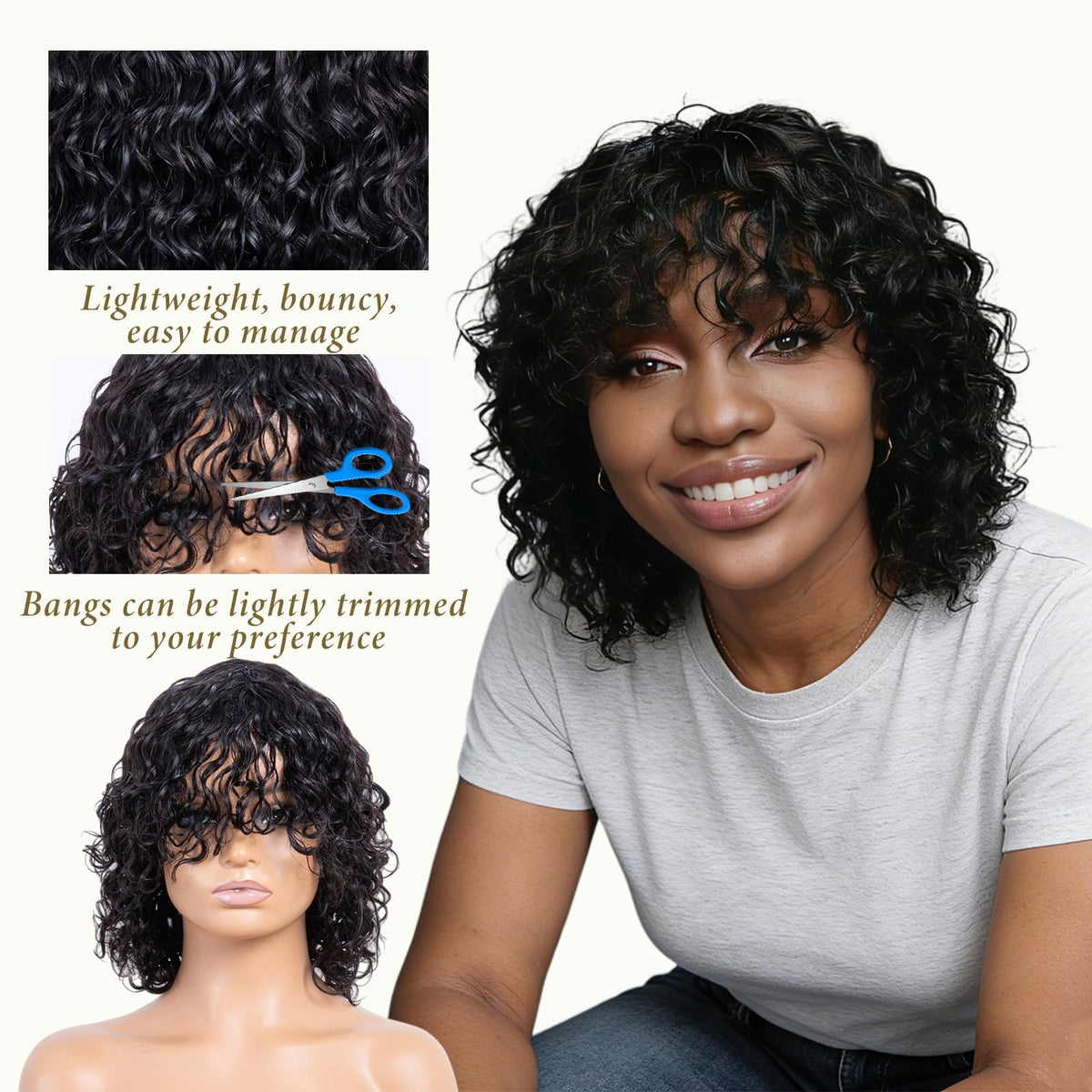 LYOLKSER easy-maintenance wig with no glue supports quick refresh with water or conditioner.