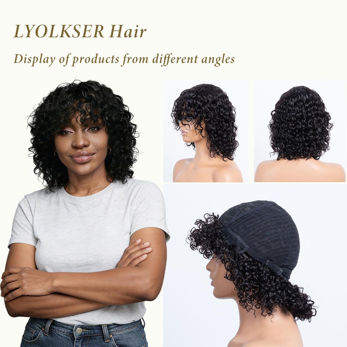 LYOLKSER medium-cap 12-inch wig provides a comfortable, face-framing silhouette all day.