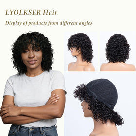 LYOLKSER medium-cap 12-inch wig provides a comfortable, face-framing silhouette all day.