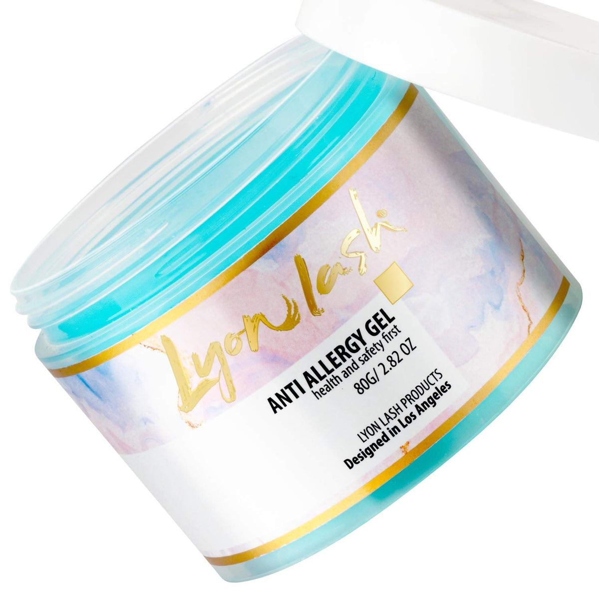 Lyon Lash anti-allergy gel jar closeup improving air quality during lash work
