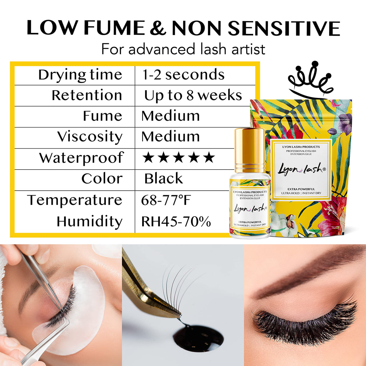 Lyon Lash Black Adhesive provides a bold finish for cohesive lash looks.