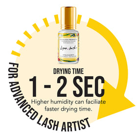 Lyon Lash Dry Time 1-2 Seconds Glue enables precise placement during lash apps.