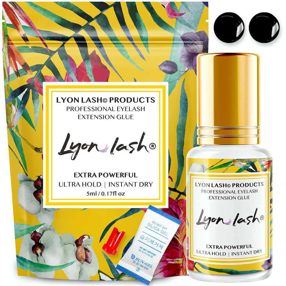 Lyon Lash Extra Hold Glue bottle delivers a strong bond for professional lash extensions.