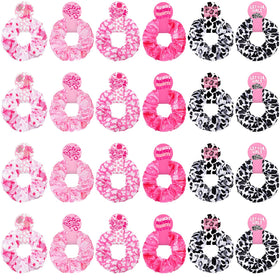 Lyrow cowgirl cow-print scrunchie pink close-up for secure daily hairstyles.